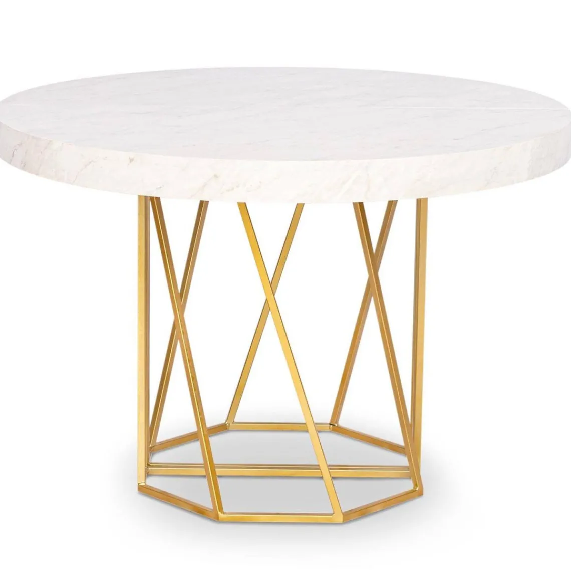3S. x Home Table ronde extensible Yasmina Effet Marbre et pieds Or Discount