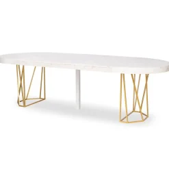 3S. x Home Table ronde extensible Yasmina Effet Marbre et pieds Or Discount
