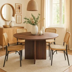 3S. x Home Table ronde élégante Calyptus Bois foncé Outlet