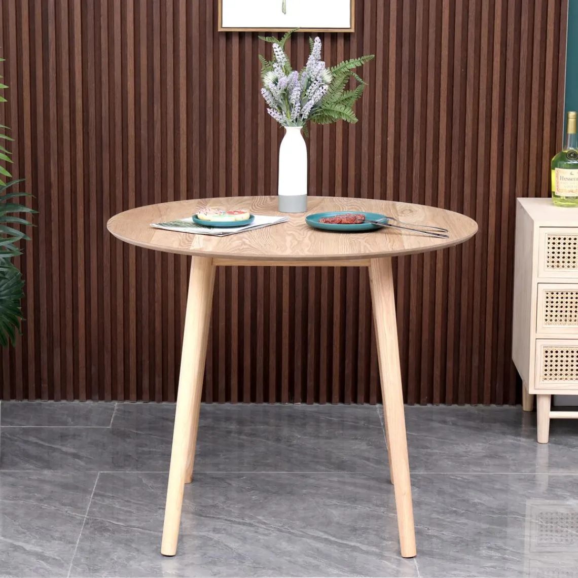 3S. x Home Table Ronde Scandinave en Pin Naturel TRADITION