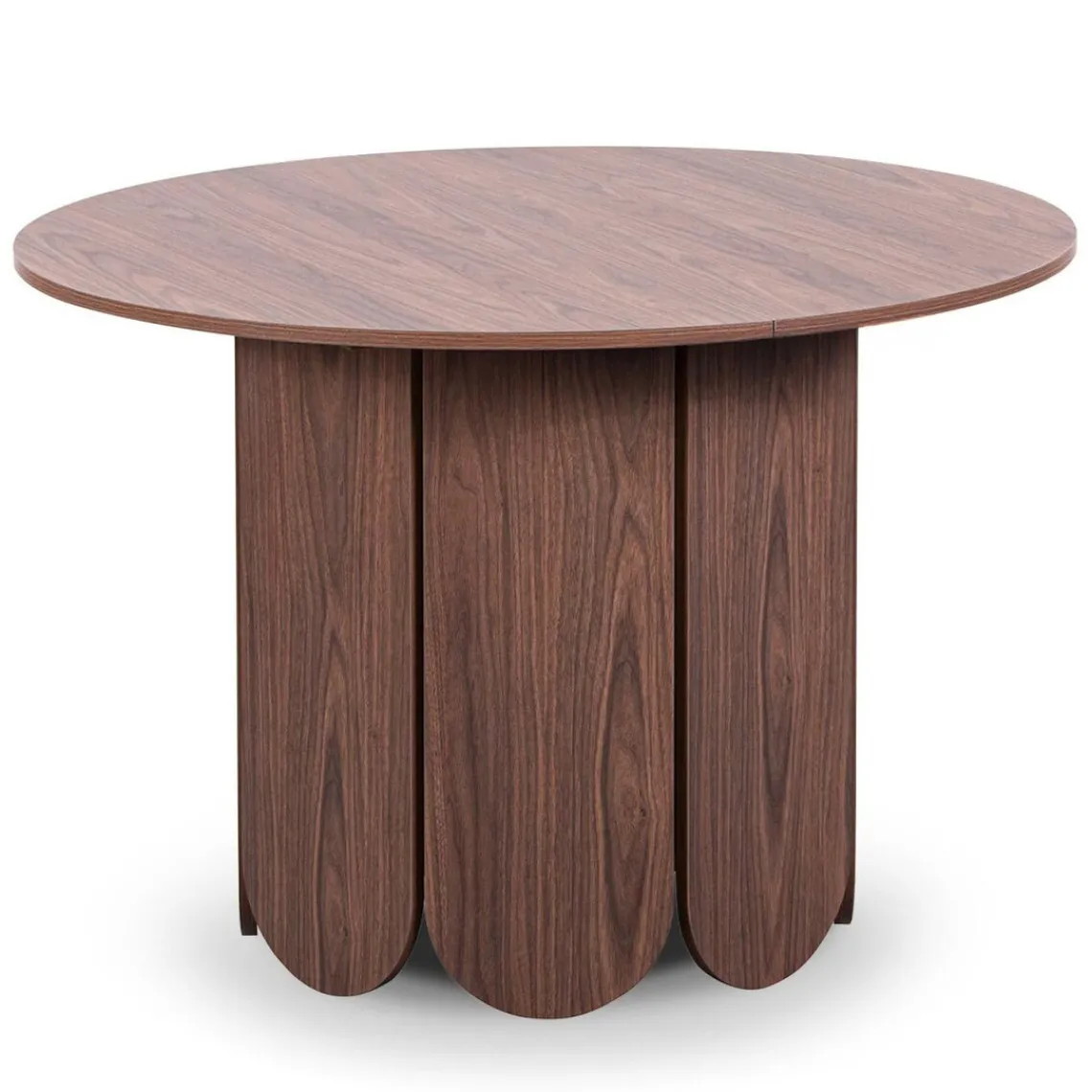 3S. x Home Table ronde style japandi extensible Tulipa rallonges intégrées Bois noisette New