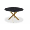 3S. x Home Table Ronde Verre Effet Marbre Noir Et Pieds Or