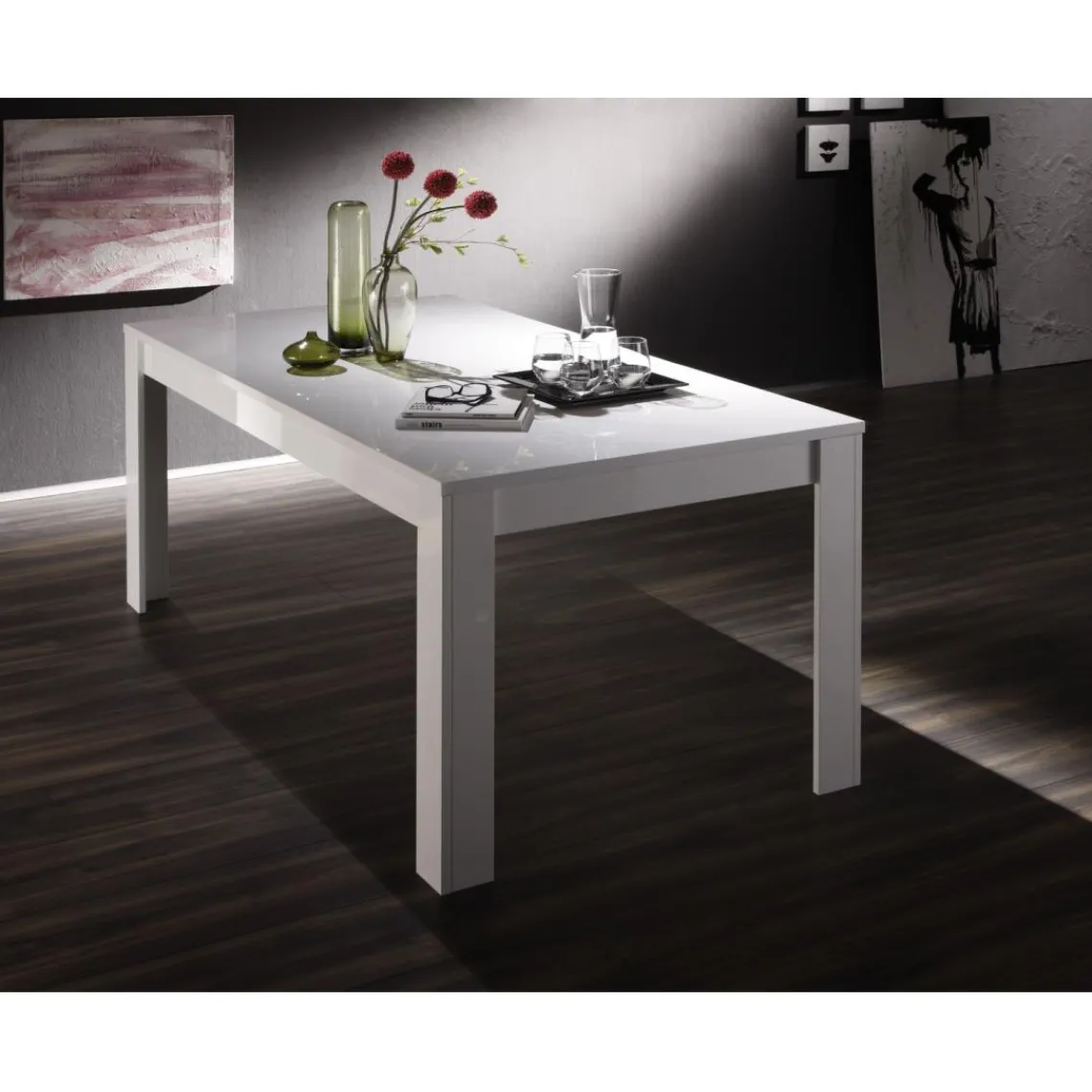 3S. x Home Table salle à manger EOS laqué blanc brillant