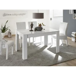3S. x Home Table salle à manger extensible MIRO laqué blanc brillant 137x90 Sale