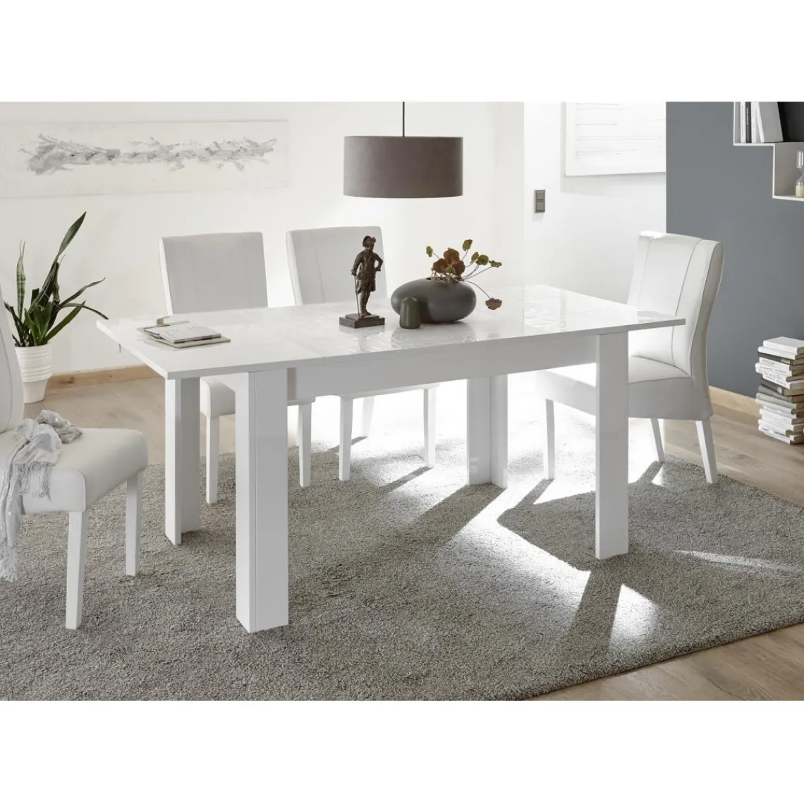 3S. x Home Table salle à manger extensible MIRO laqué blanc brillant 137x90 Sale