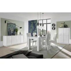 3S. x Home Table salle à manger extensible AMALFI laqué blanc brillant Sale