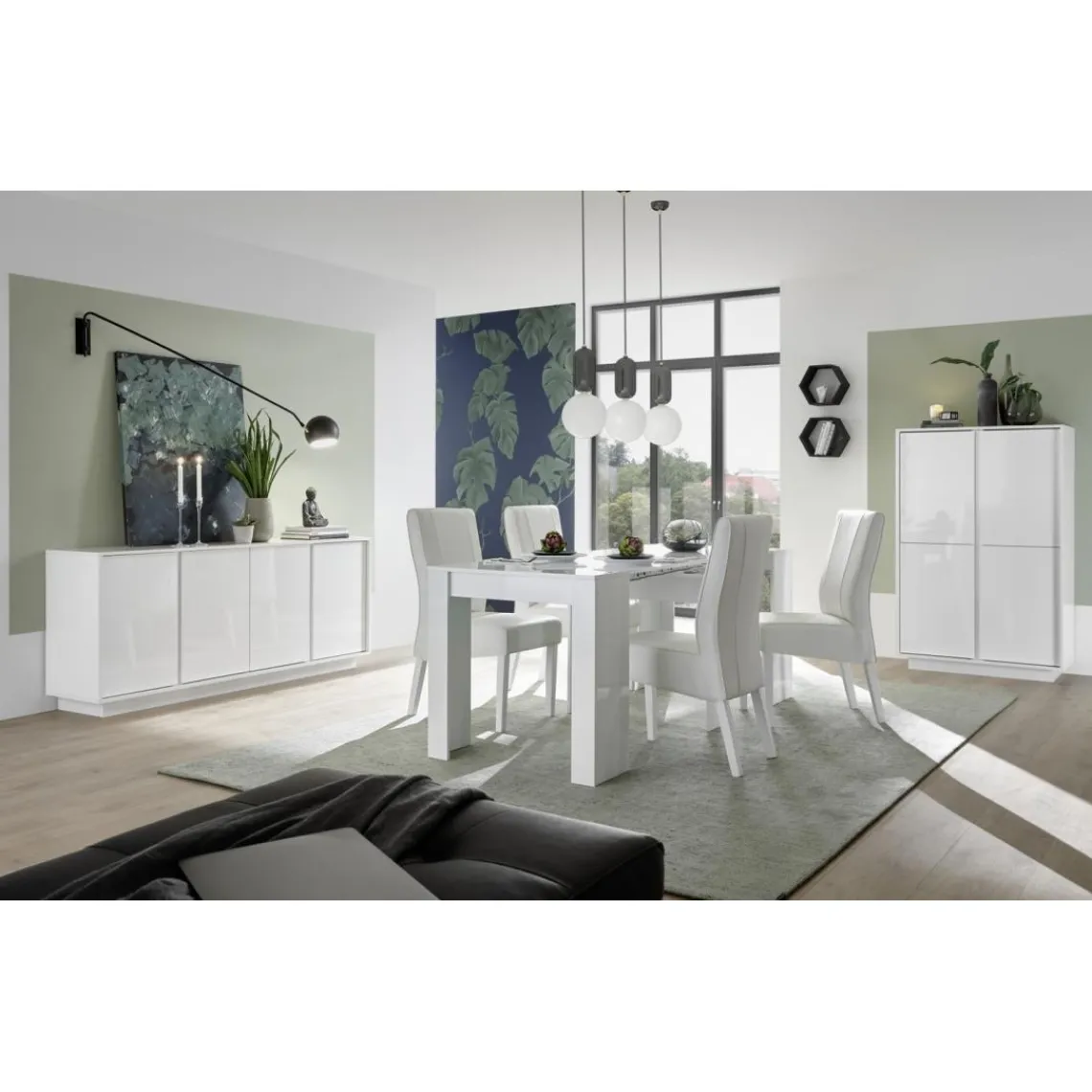 3S. x Home Table salle à manger extensible AMALFI laqué blanc brillant Sale