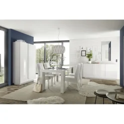 3S. x Home Table salle à manger extensible AMALFI laqué blanc brillant Sale