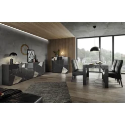 3S. x Home Table salle à manger L180 cm DANA laqué anthracite brillant Clearance