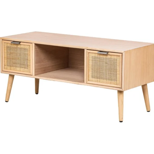 3S. x Home Table TV Scandinave en Bois 2 Tiroirs Rangement AKITA - Marron Clair Hot