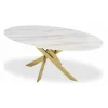 3S. x Home Table Verre Effet Marbre Blanc Et Pieds Or New