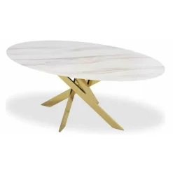 3S. x Home Table Verre Effet Marbre Blanc Et Pieds Or New