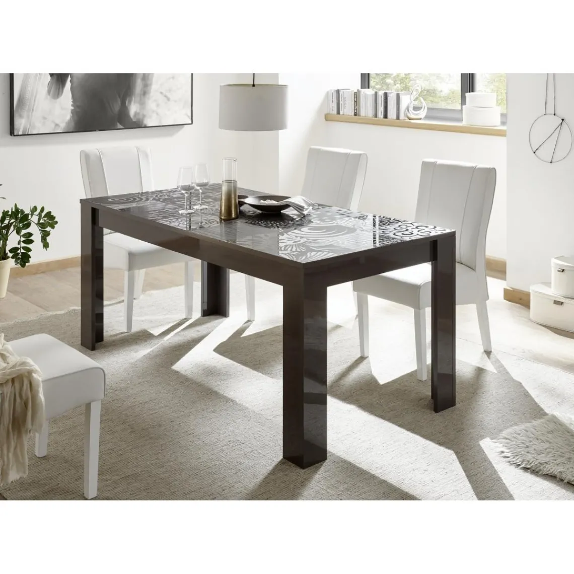 3S. x Home Table 180x90cm MIRO laqué gris brillant Sale