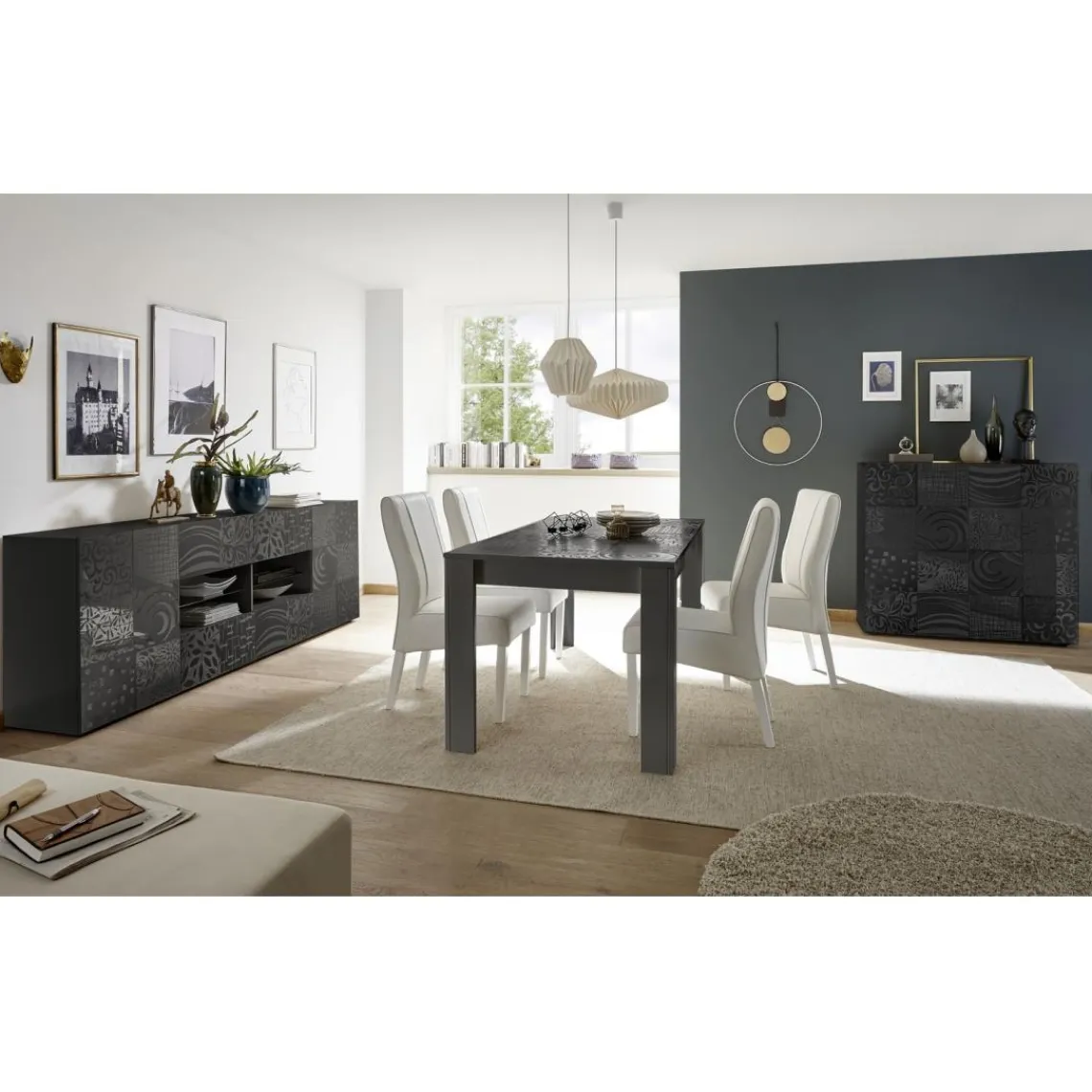 3S. x Home Table 180x90cm MIRO laqué gris brillant Sale