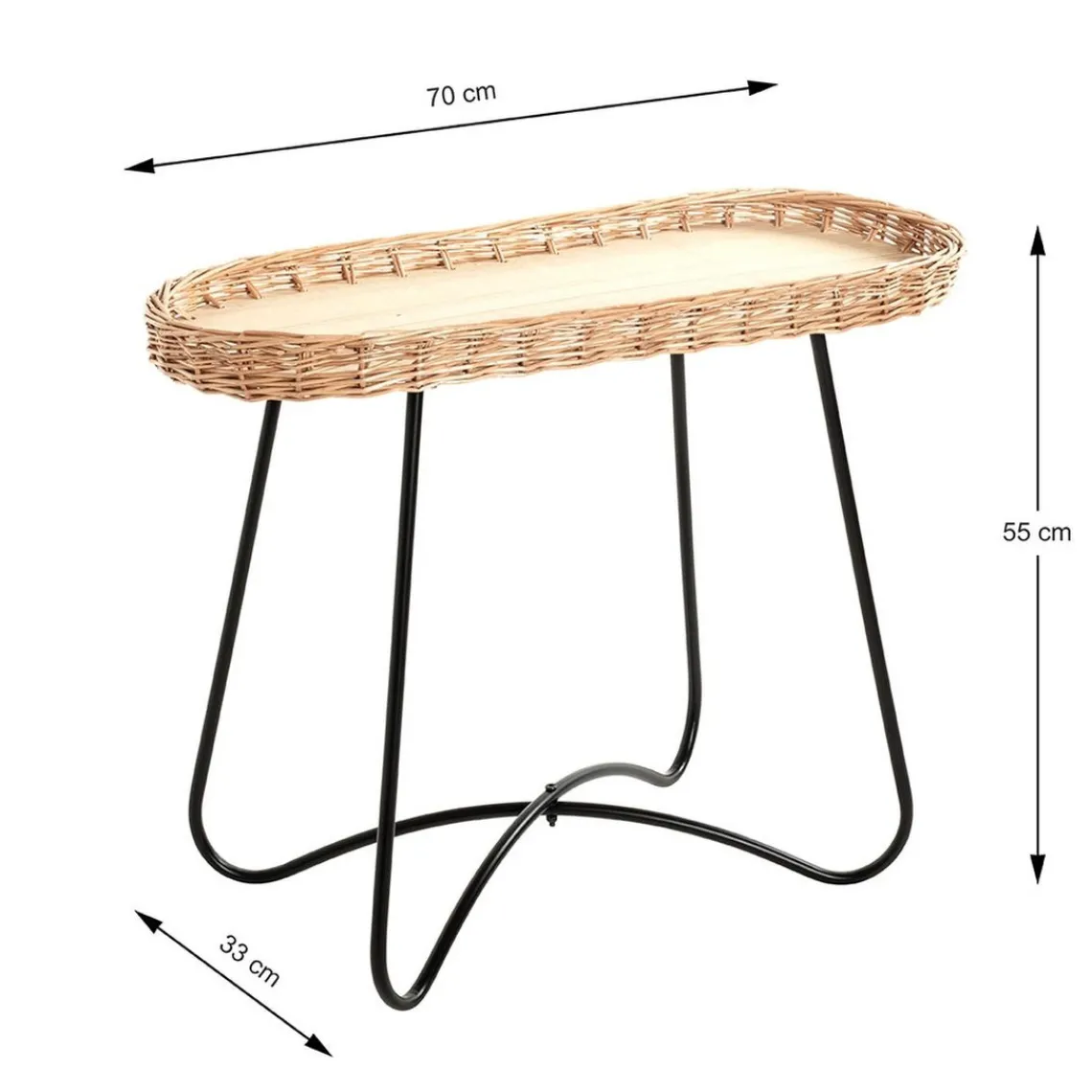 3S. x Home Tablea d'appoint ovale marron et noir Outlet