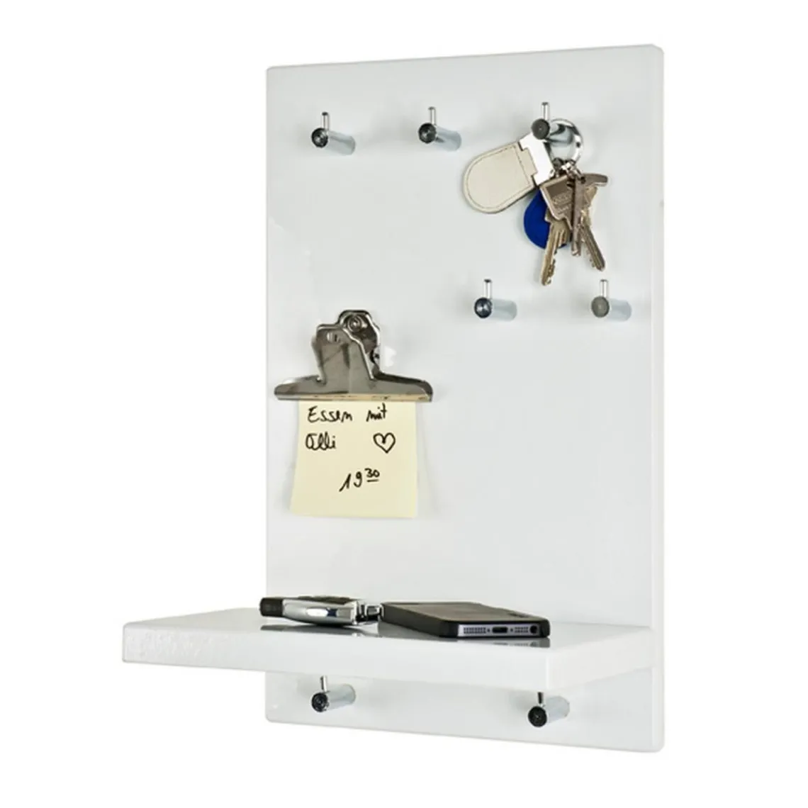 3S. x Home tableau à clés décor blanc brillant plateau et 7 crochets Discount
