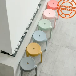 ALTEREGO Tabouret bas empilable 'POMPA' en matière plastique noir Best