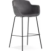 ALTEREGO Tabouret de bar avec accoudoirs 'LARISSA' en velours gris New