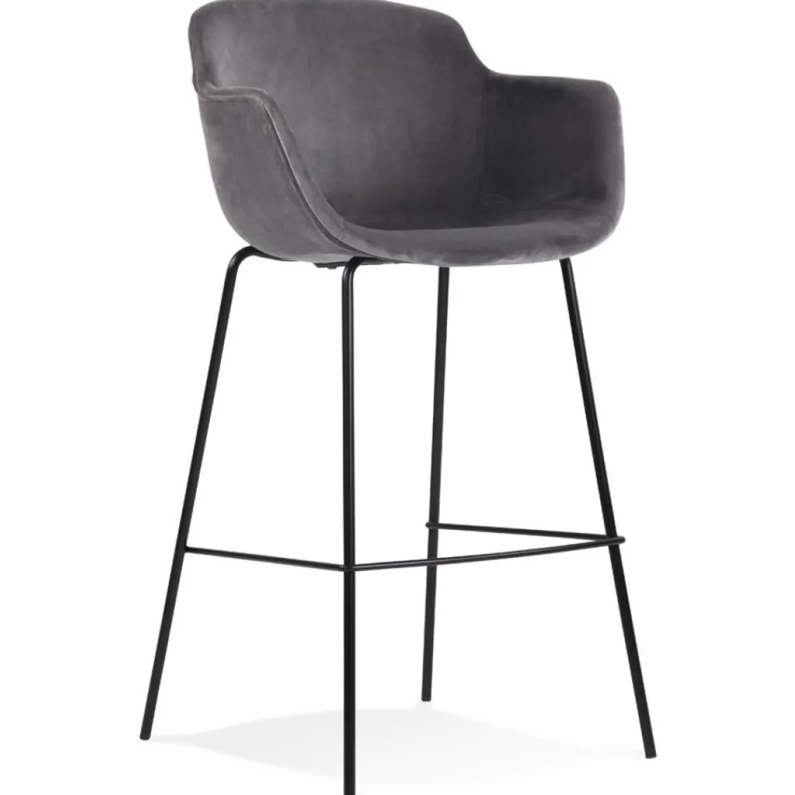 ALTEREGO Tabouret de bar avec accoudoirs 'LARISSA' en velours gris New