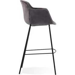 ALTEREGO Tabouret de bar avec accoudoirs 'LARISSA' en velours gris New