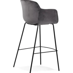ALTEREGO Tabouret de bar avec accoudoirs 'LARISSA' en velours gris New
