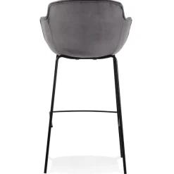 ALTEREGO Tabouret de bar avec accoudoirs 'LARISSA' en velours gris New