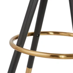 ALTEREGO Tabouret de bar 'CLARISSE' en tissu bouloché blanc et 4 pieds en bois noir Discount