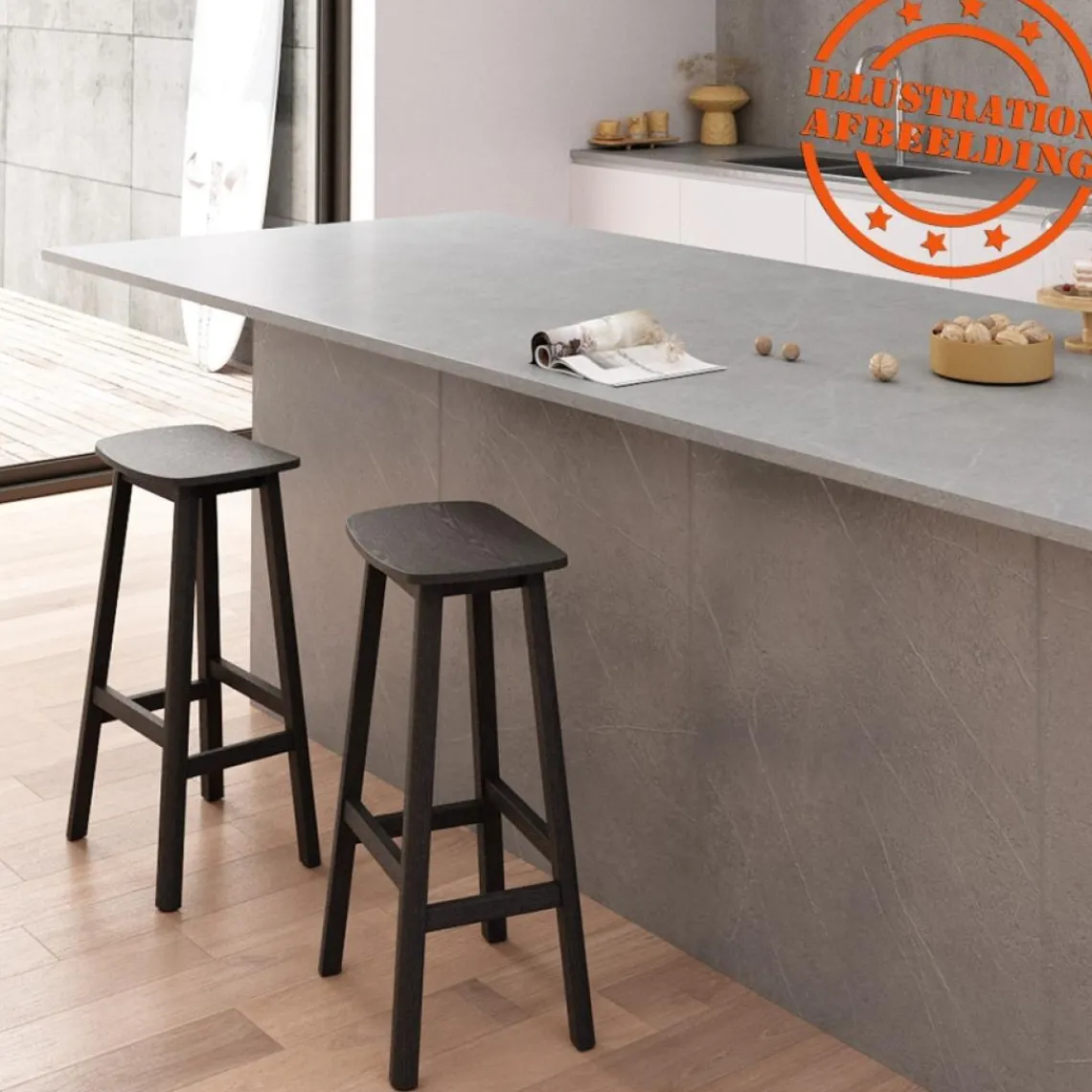 ALTEREGO Tabouret de bar design 'DUMAS' en bois noir Clearance