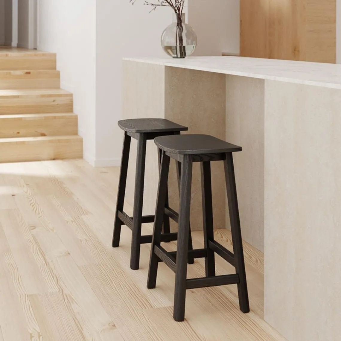 ALTEREGO Tabouret de bar design 'DUMAS' en bois noir Clearance