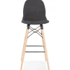 ALTEREGO Tabouret de bar design 'GALACTIK' en tissu gris foncé style scandinave Clearance