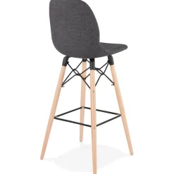 ALTEREGO Tabouret de bar design 'GALACTIK' en tissu gris foncé style scandinave Clearance