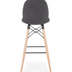 ALTEREGO Tabouret de bar design 'GALACTIK' en tissu gris foncé style scandinave Clearance