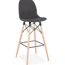 ALTEREGO Tabouret de bar design 'GALACTIK' en tissu gris foncé style scandinave Clearance