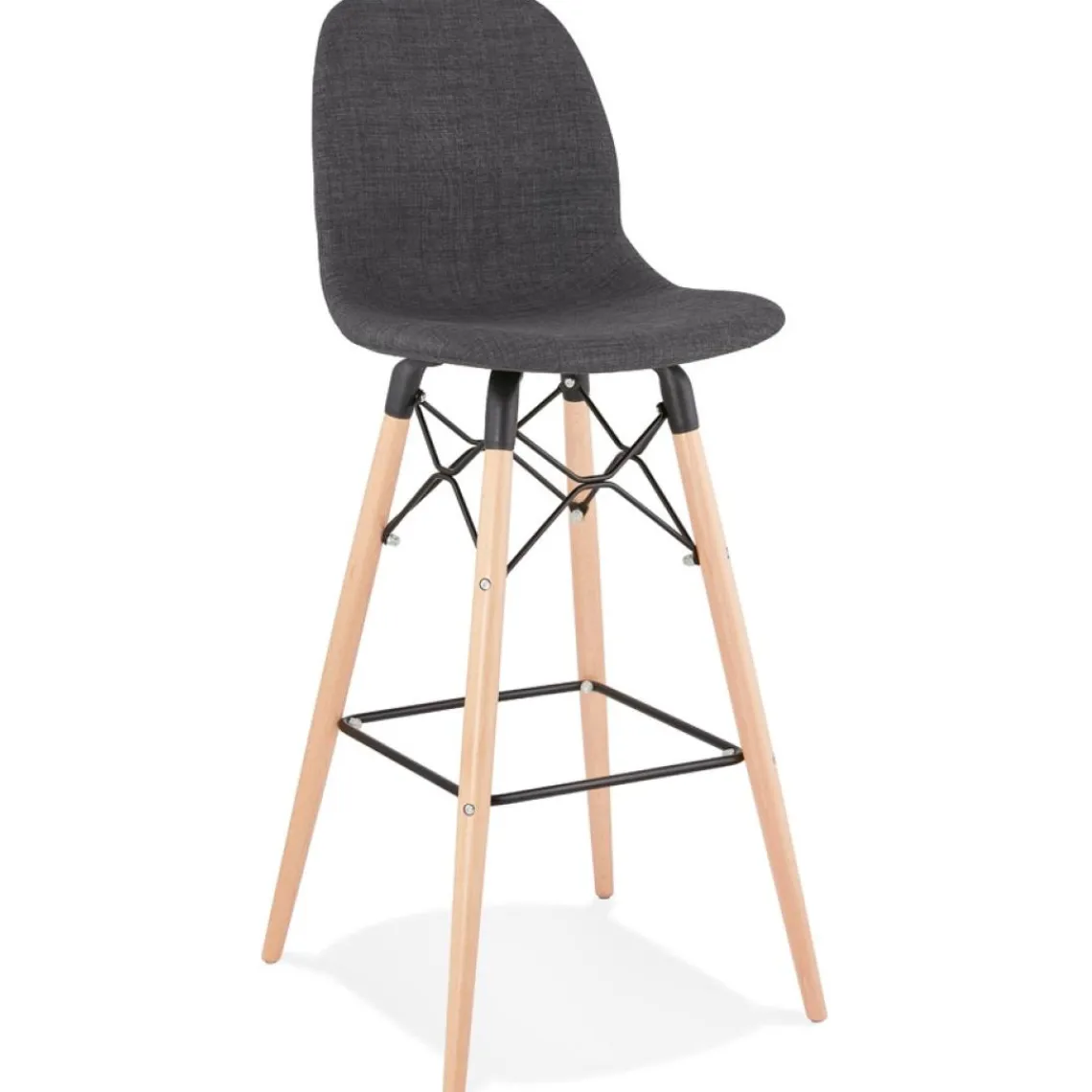 ALTEREGO Tabouret de bar design 'GALACTIK' en tissu gris foncé style scandinave Clearance