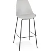 ALTEREGO Tabouret de bar design 'LEMON' gris avec pied en métal noir Outlet