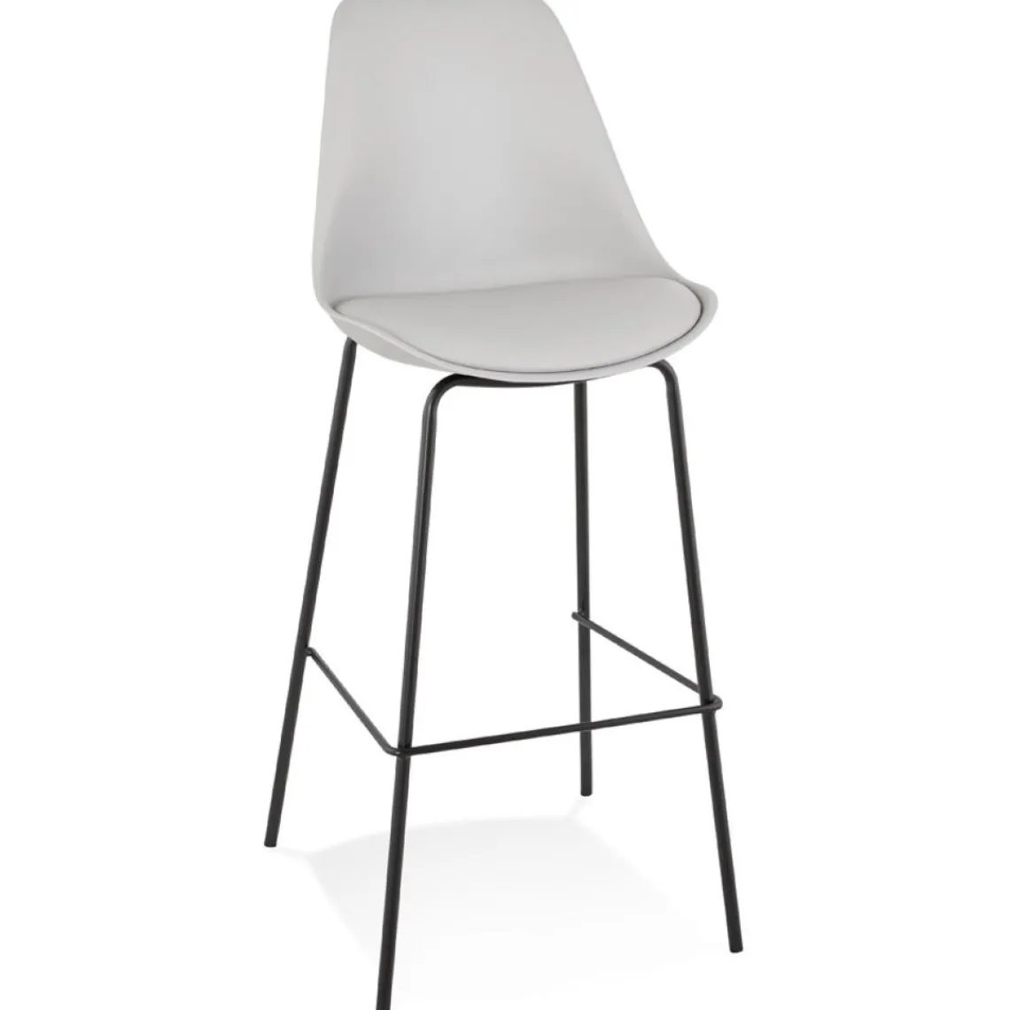 ALTEREGO Tabouret de bar design 'LEMON' gris avec pied en métal noir Outlet