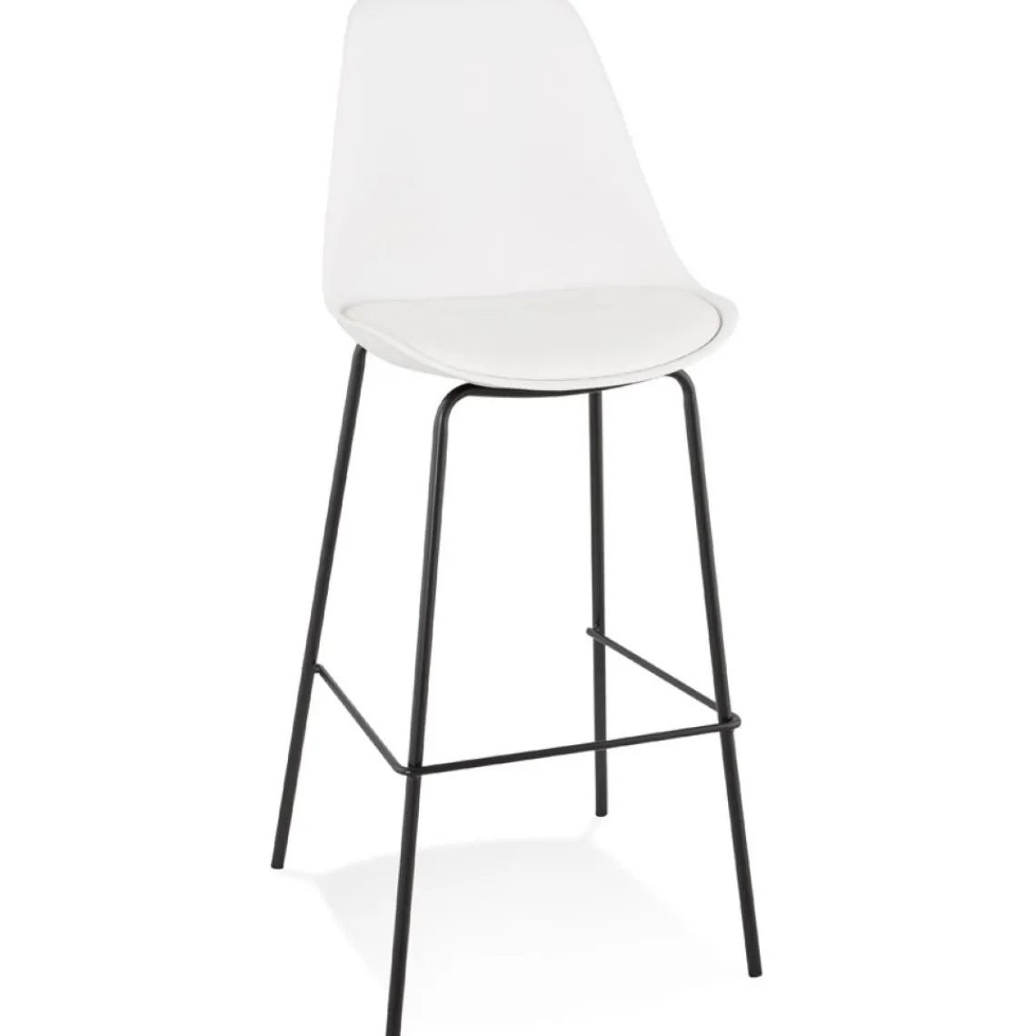 ALTEREGO Tabouret de bar design 'LEMON' blanc avec pied en métal noir Discount