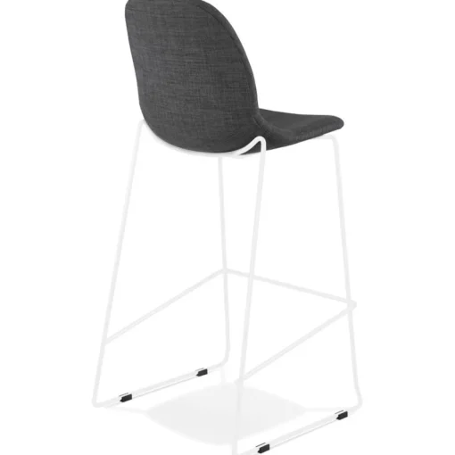 ALTEREGO Tabouret de bar empilable 'FAKIR' en tissu gris foncé et pied en métal blanc New