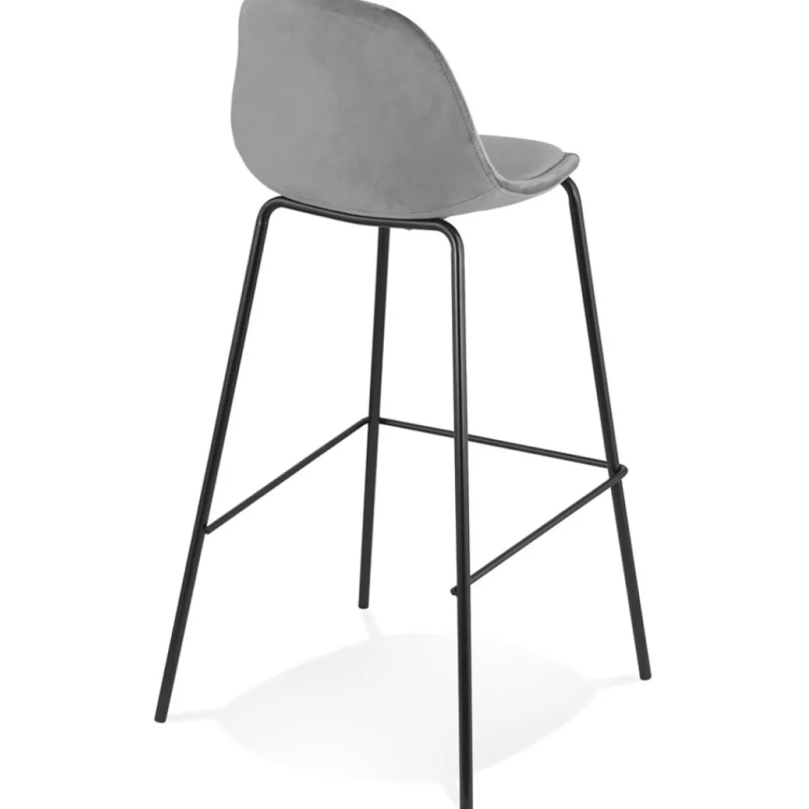 ALTEREGO Tabouret de bar 'FENTON' en velours gris et pied en métal noir Clearance