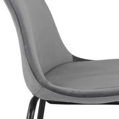 ALTEREGO Tabouret de bar 'FENTON' en velours gris et pied en métal noir Clearance