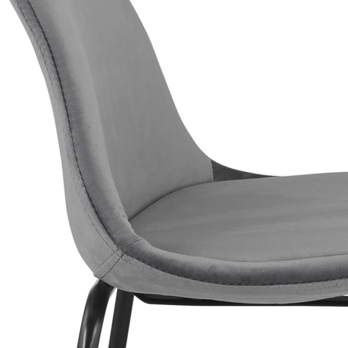 ALTEREGO Tabouret de bar 'FENTON' en velours gris et pied en métal noir Clearance