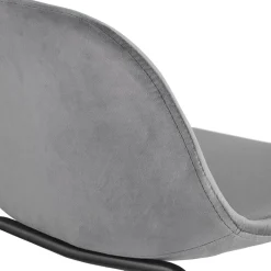 ALTEREGO Tabouret de bar 'FENTON' en velours gris et pied en métal noir Clearance