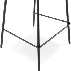 ALTEREGO Tabouret de bar 'FENTON' en velours gris et pied en métal noir Clearance