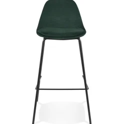 ALTEREGO Tabouret de bar 'FENTON' en velours vert et pied en métal noir New