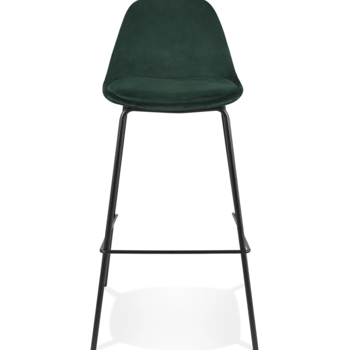 ALTEREGO Tabouret de bar 'FENTON' en velours vert et pied en métal noir New