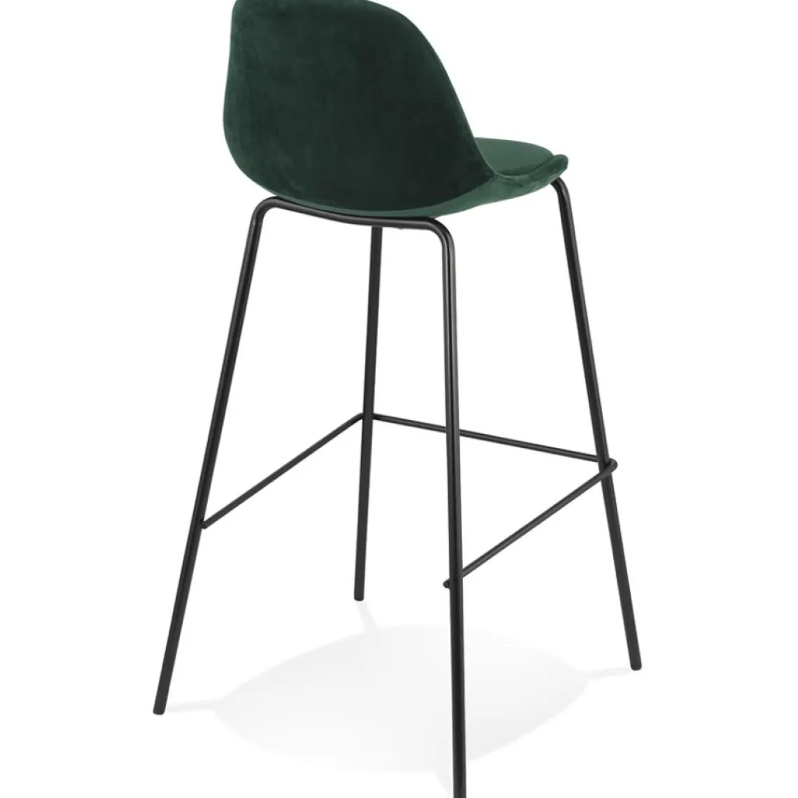ALTEREGO Tabouret de bar 'FENTON' en velours vert et pied en métal noir New