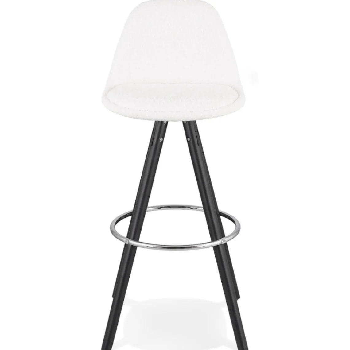 ALTEREGO Tabouret de bar 'FLORENCE' en tissu bouloché blanc et 4 pieds en bois noir Online