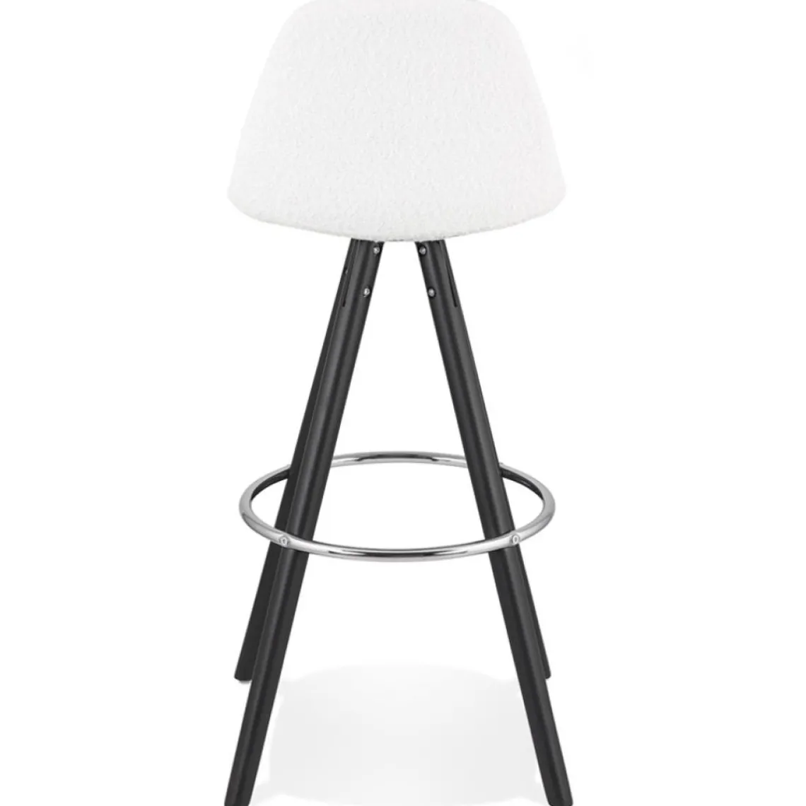 ALTEREGO Tabouret de bar 'FLORENCE' en tissu bouloché blanc et 4 pieds en bois noir Online