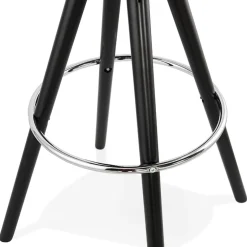 ALTEREGO Tabouret de bar 'FLORENCE' en tissu bouloché blanc et 4 pieds en bois noir Online