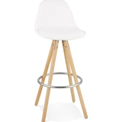ALTEREGO Tabouret de bar 'FLORENCE' en tissu bouloché blanc style scandinave Sale